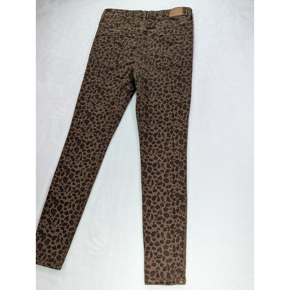 American Eagle Womens Sz 8 Brown Leopard Super High Rise Jegging Stretch Pants - Picture 13 of 15